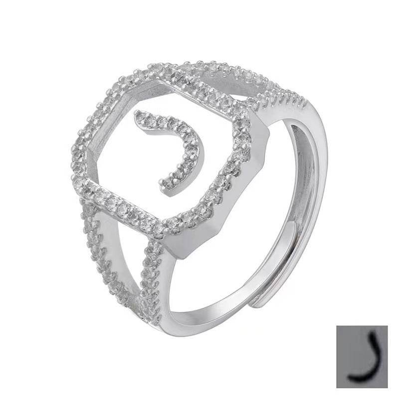 Fashion Micro Inlaid Zircon Arab Letters Ring for women - EX-STOCK Canada