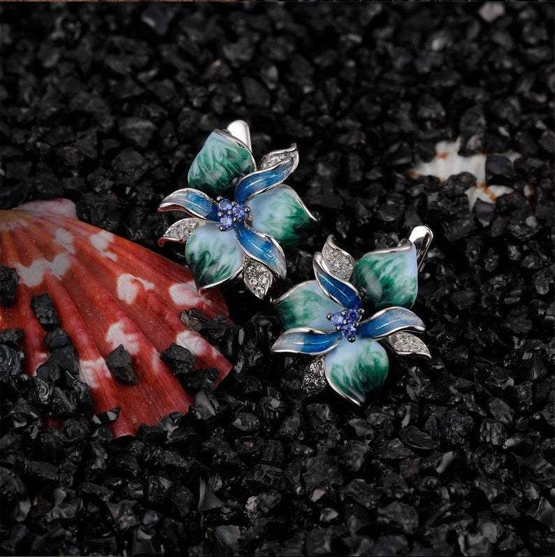 Purple Epoxy Earrings Pendant Set - EX-STOCK Canada