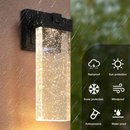 Outdoor Waterproof Transparent LED Crystal Wall Light Supports Many Types Of Bulb-2 Packs With Light Sensitivity - EX-STOCK Canada