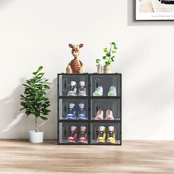 Black, Big Size, 6PCS, 36x28x21cm, Shoe Box, Plastic Mesh, Freely Combinable - EX-STOCK Canada