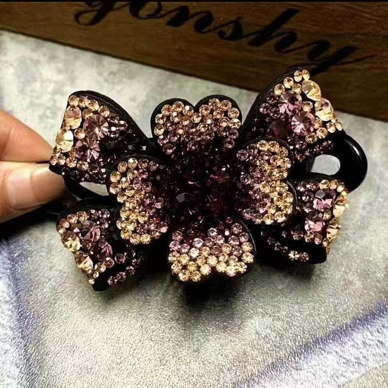 Elegant Rhinestone Barrette Flower Hair Clip - EX-STOCK Canada