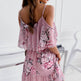 Flower Printed Ruffled Suspender Dress Summer Off-the-shoulder Strap Dresses Women - EX-STOCK Canada