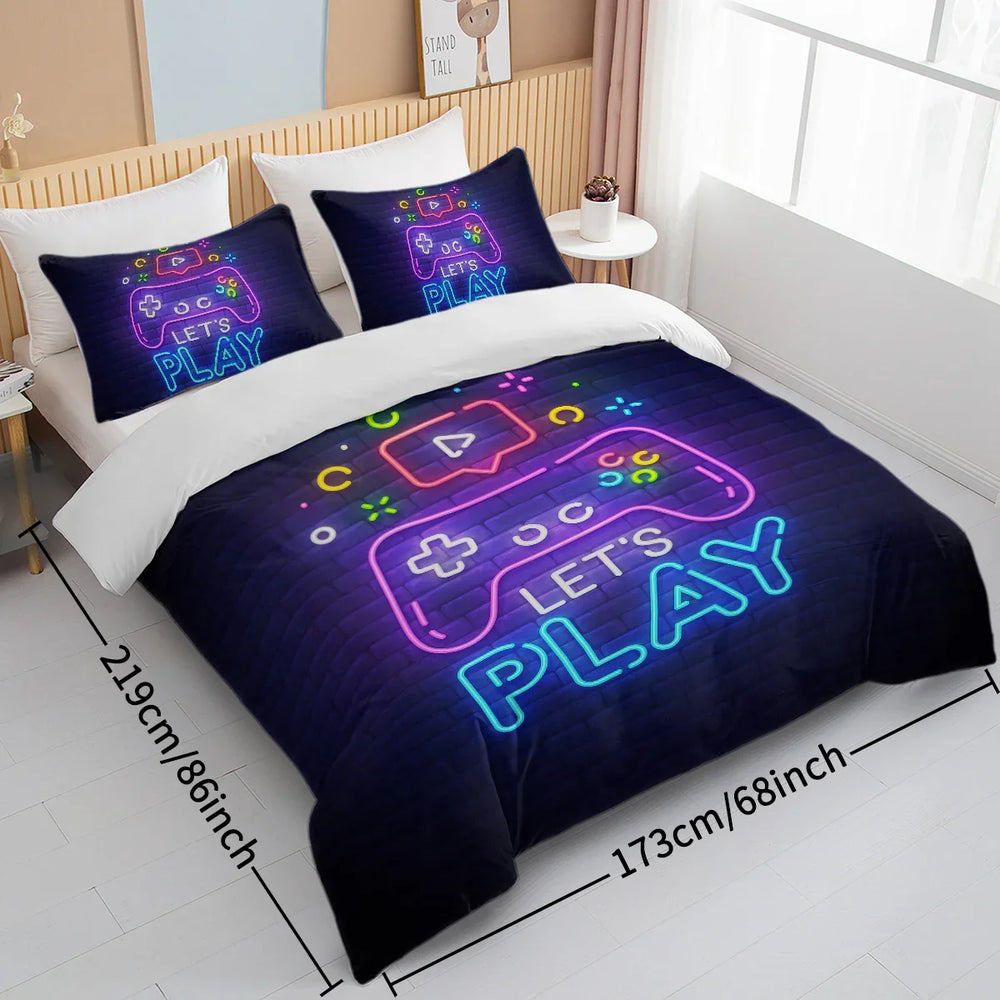 Gaming Duvet Cover Set Twin Full Queen King Size Video Game Controller Bedding Set, Boys Video Games Comforter Cover With 2 Pillow Shams, Bed Set For Boys Girls Bedroom Decor EX-STOCK Canada