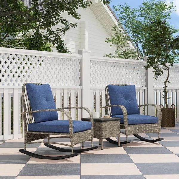 Sillón Tumbona de Ratán, Conjunto de Muebles de Patio de MimbreEX-STOCK Canada