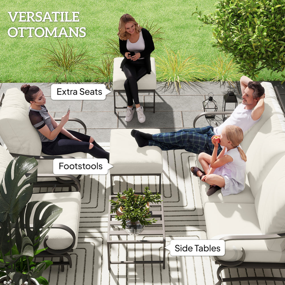 5-teiliges Gartenmöbel-Set für den Hinterhof, Outdoor-Möbelset mit 2 Schaukelstühlen, 3-Sitzer-Sofa und 2 Hockern, BeigeEX-STOCK Canada
