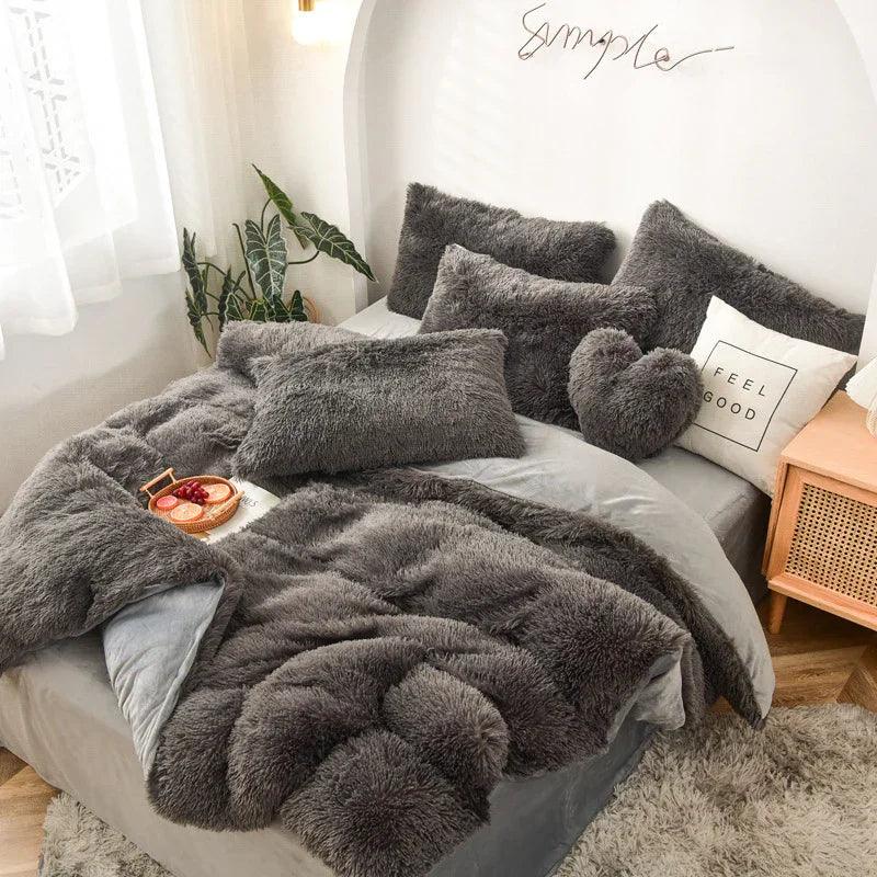 Mink Velvet Four Piece Set Long Plush Crystal Velvet Duvet Cover EX-STOCK Canada