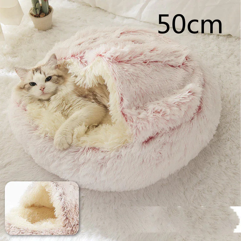 Cama para Perros y Gatos 2 en 1 Cama de Invierno para Mascotas Redonda de Felpa Cálida Suave Cama de Felpa Larga para Mascotas Productos para MascotasEX-STOCK Canada