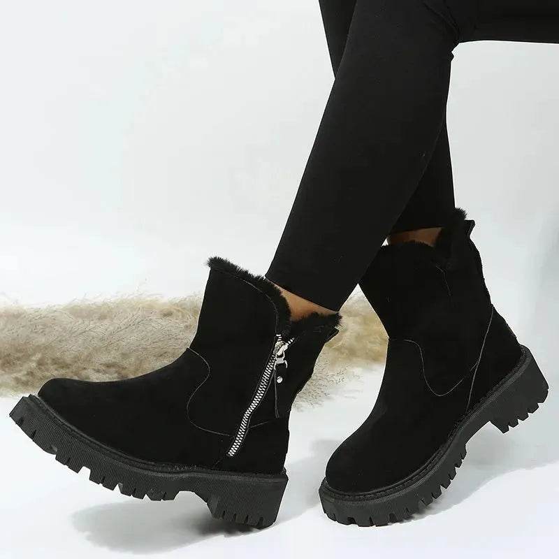 Thick Plush Snow Boots Women Faux Suede Non-slip Winter Shoes - EX-STOCK Canada