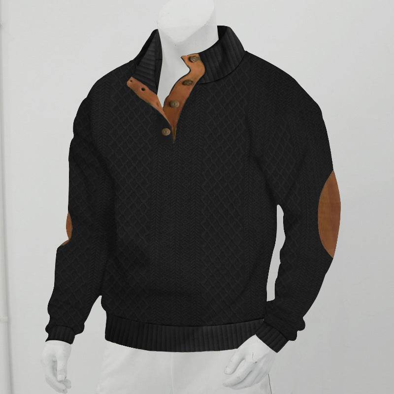 Stand Collar Long Sleeve Jacquard Knitted Pullover Sweater - EX-STOCK Canada