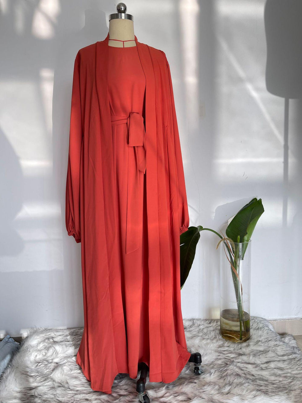 Mode féminine Robe musulmane Manteau ample à laçage et taille ajustée Long EX-STOCK Canada