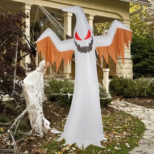 12ft 4pcs LED Lights Giant Scary Ghost Flames And Flashing Red Eyes Inflatable Halloween Decoration - EX-STOCK Canada
