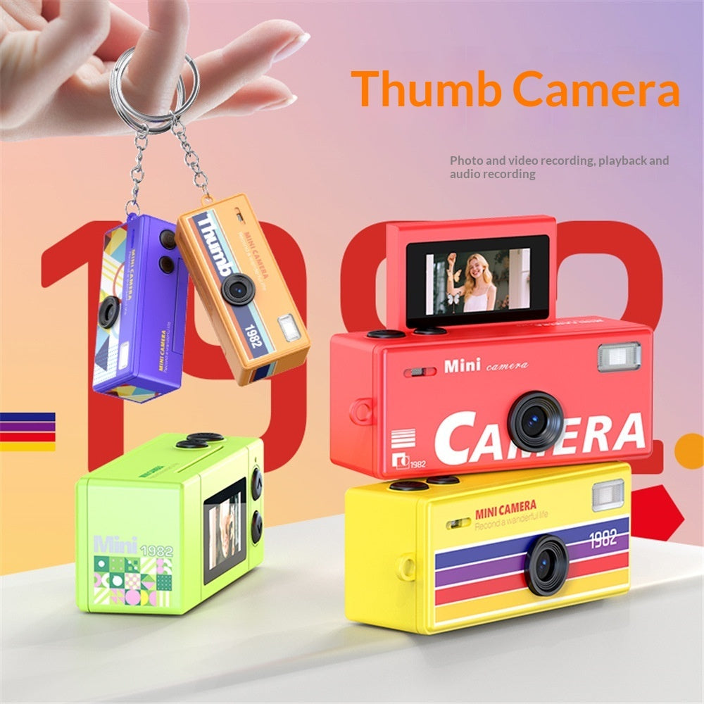 Retro Mini Thumb Camera – Kids Pocket Camera with Flip Screen, 9 Colors