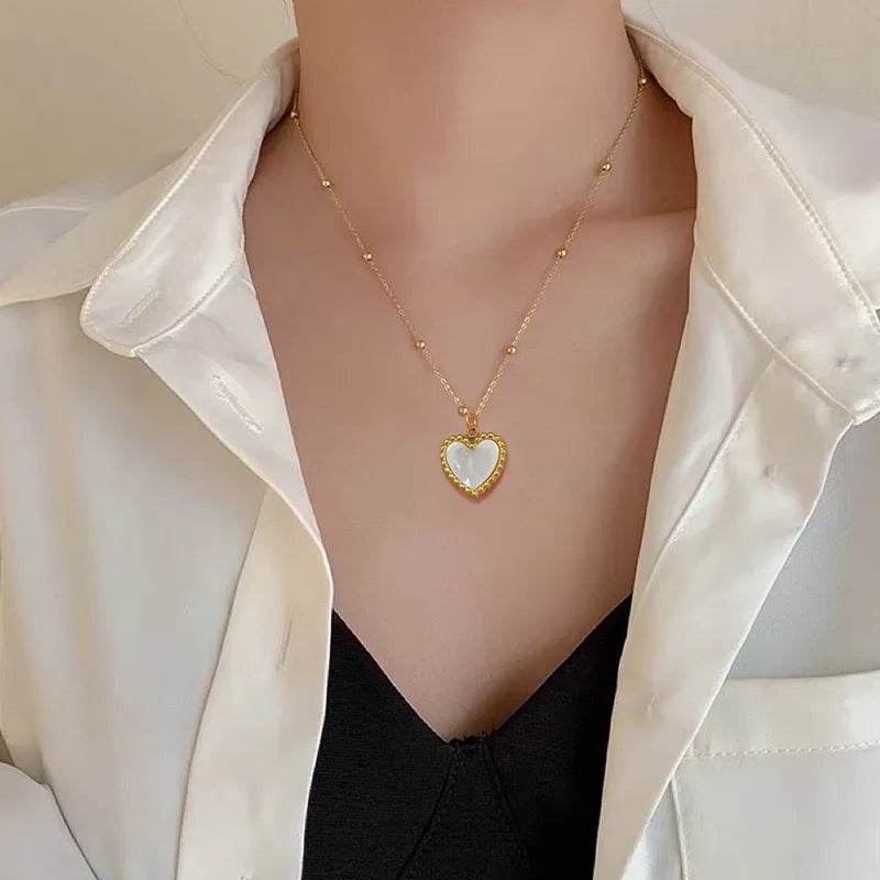 Heart-shape Love Necklace For Valentines Day Temperamental Personality Minimalist Stove Real Gold Necklace Female - EX-STOCK Canada