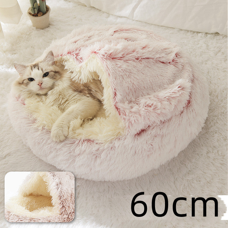 2 In 1 Dog And Cat Bed Pet Winter Bed Round Plush Warm Bed House Soft Long Plush Pets Bed Pet Products EX-STOCK Canada