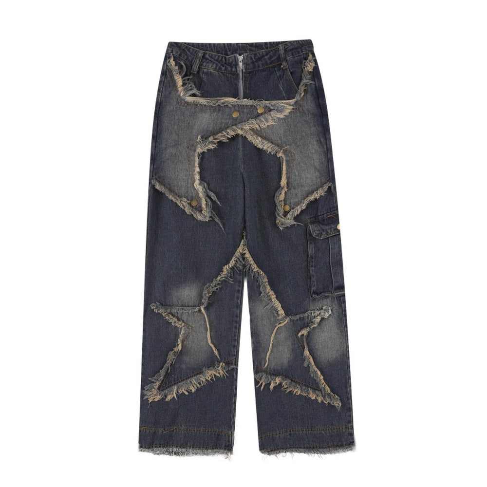 Distressed Denim Pant for women Oversized Streetstyle Patch Cargo Jeans Pant - EX-STOCK Canada