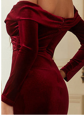 Fashion Velvet Elegant Bridesmaid Dress EX-STOCK Canada