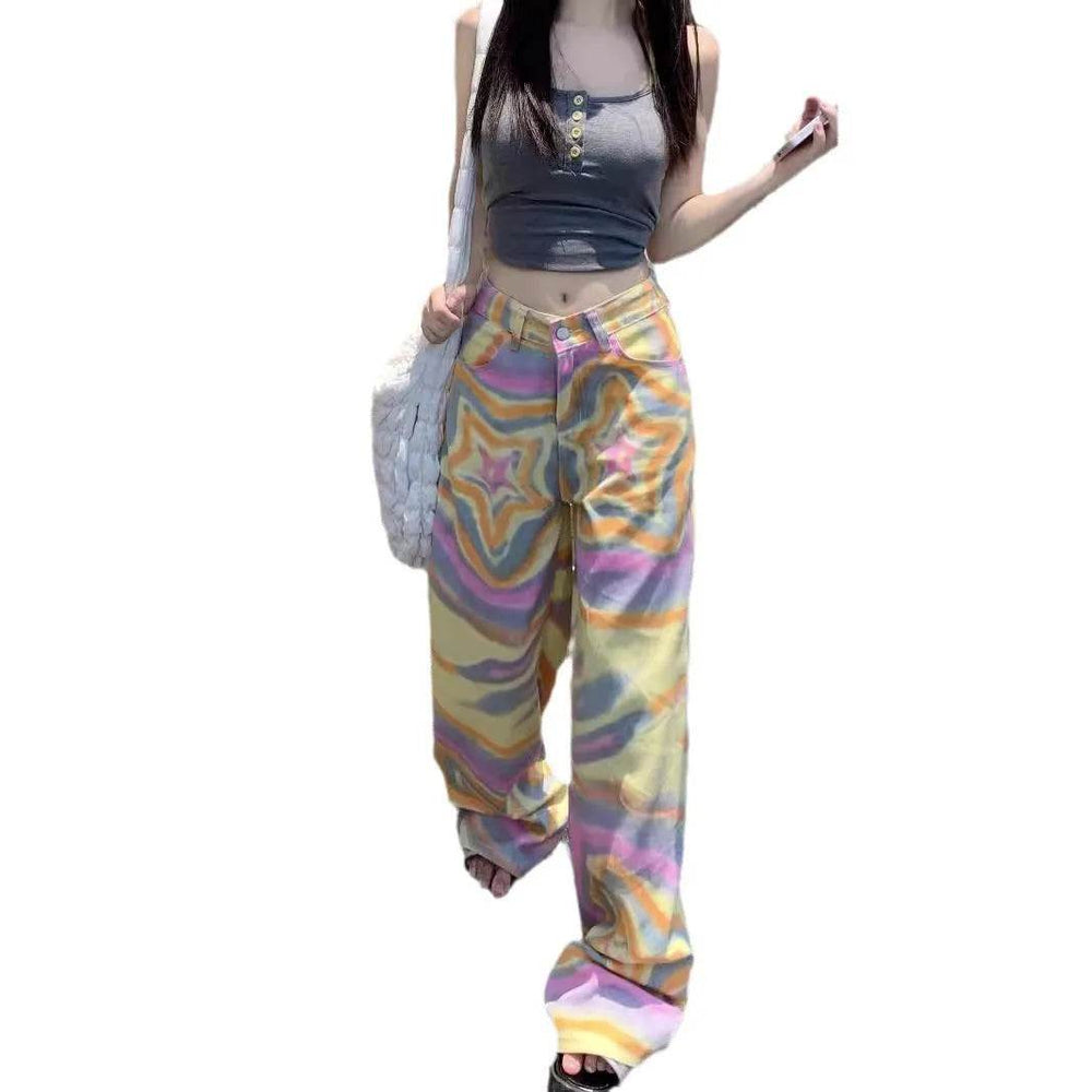 Real Shot American Retro High Street Graffiti XINGX Rendering Baggy Jeans Pant For Women - EX-STOCK Canada