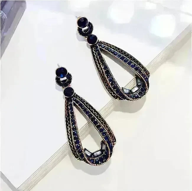 Retro Diamond Irregular Drop Silver Stud Earrings - EX-STOCK CANADA