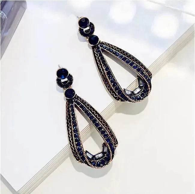Retro Diamond Irregular Drop Silver Stud Earrings - EX-STOCK Canada