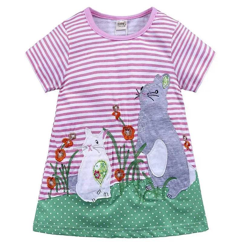Casual Girls' Skirt gown Cartoon Printed Cotton Dress for kids - EX-STOCK Canada
