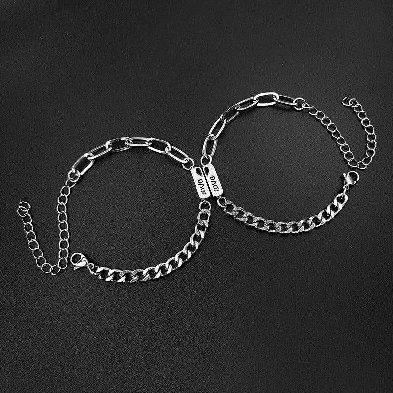 Einfaches Edelstahl-Armband für Paare mit Sonne, Mond und Liebe - EX-STOCK Canada