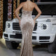 Fashion Halter neck Sheath Velvet Banquet Evening Party Dress - EX-STOCK Canada
