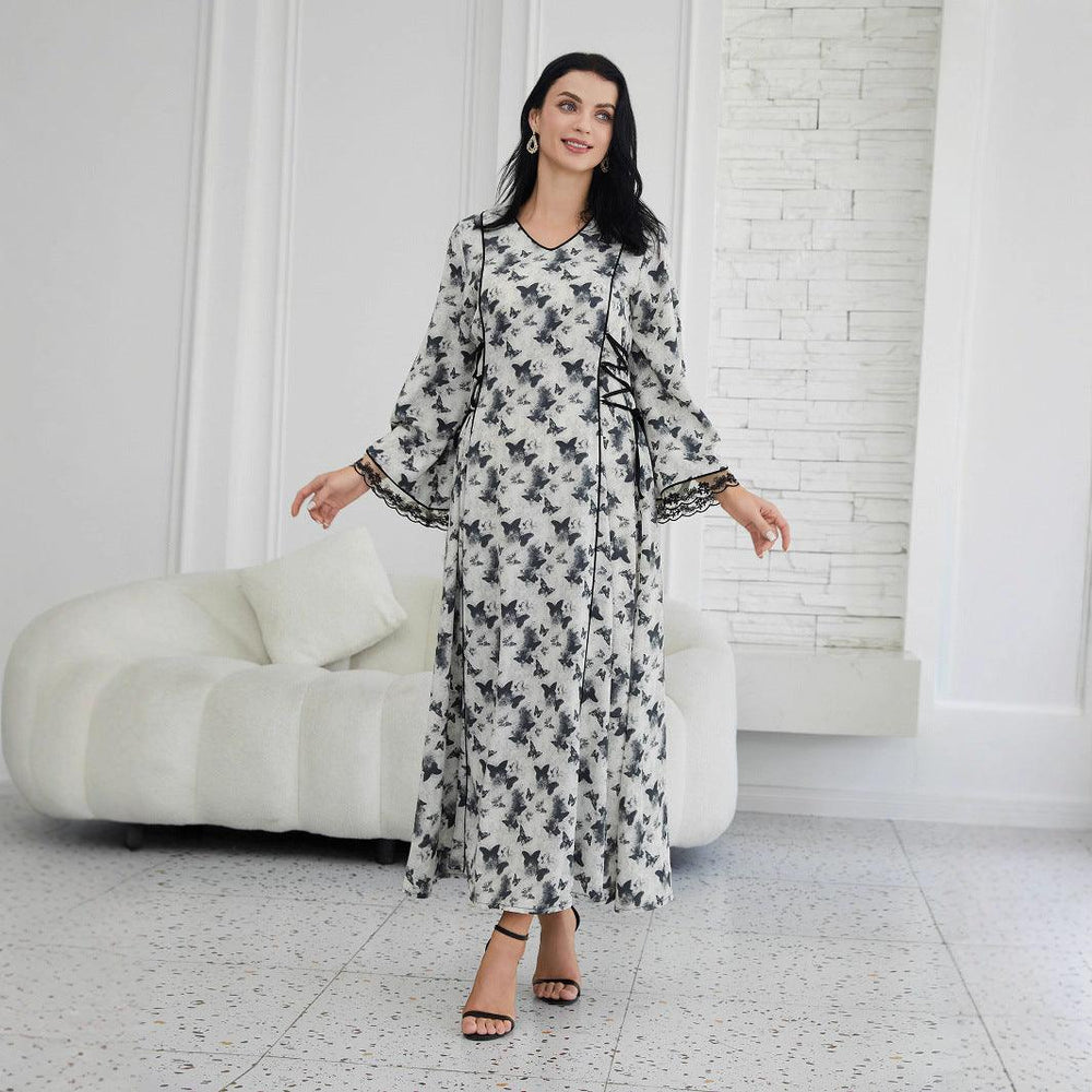 Vestito Abaya Musulmano Stampato alla Moda - EX-STOCK Canada