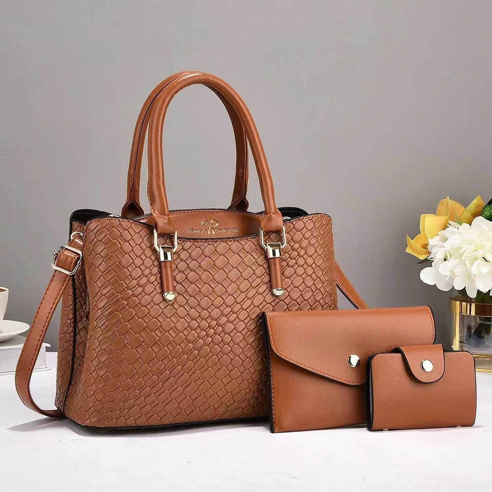 Woven Texture Three-piece Set Large Capacity One Shoulder Combination Bags women - EX-STOCK Canada