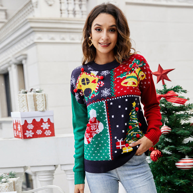 Women's Pullover Christmas Tree Snowflake Christmas Knit Sweater EX-STOCK Canada