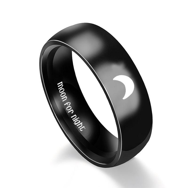 Anillos de pareja de acero inoxidable Sol Luna - EX-STOCK Canada