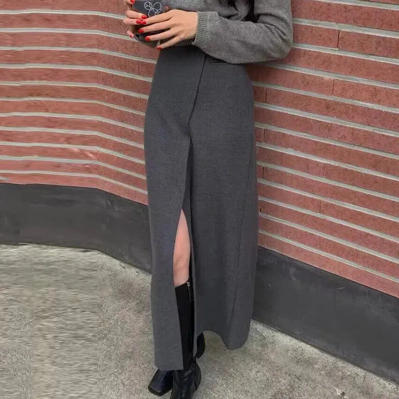 Formal Versatile Slit Long Split Skirt - EX-STOCK CANADA