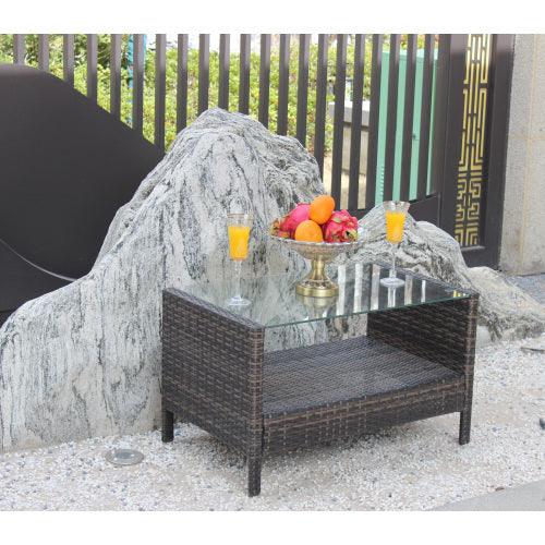Table basse de mobilier de patio extérieur avec verre trempé clairEX-STOCK Canada