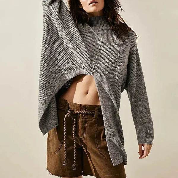 Stylish Cashmere Pullover Front Split Winter Tunic tops for Women - EX-STOCK Canada