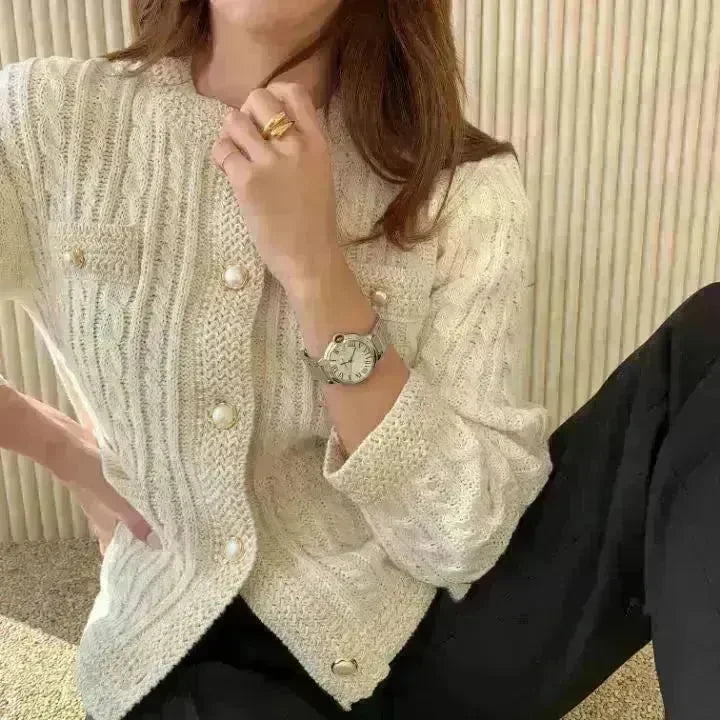New Autumn Winter Ladies Button Twist Knit Sweater Cardigan - EX-STOCK CANADA