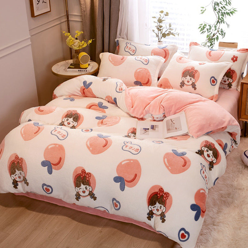 Ensemble de couette en lait simple épaissi housse de couette double faceEX-STOCK Canada