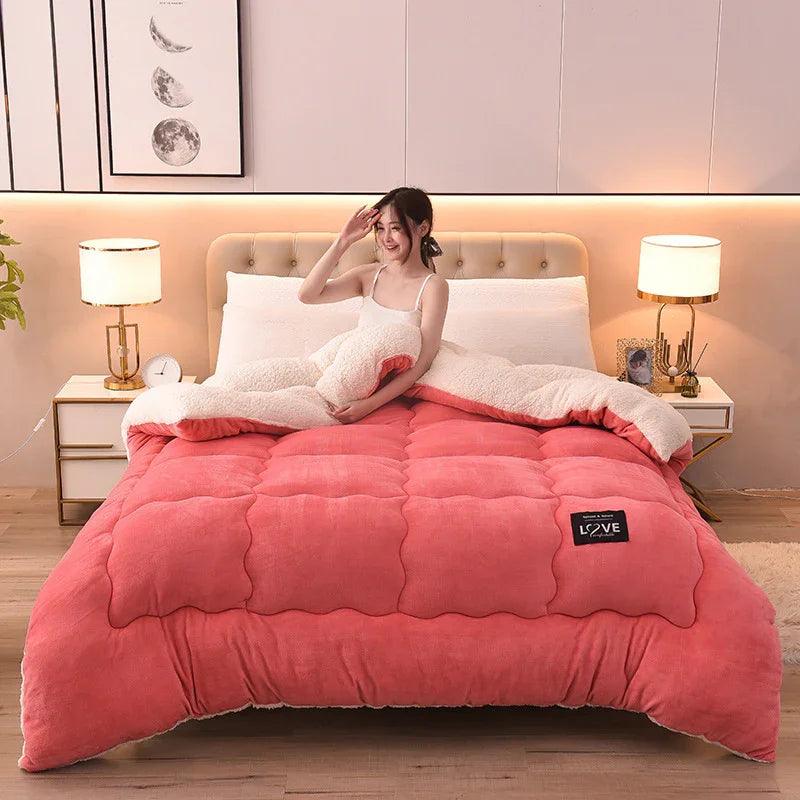 New Thick Lambskin Winter Duvet Insert Double-sided Velvet Lambswool Warm Quilt EX-STOCK Canada