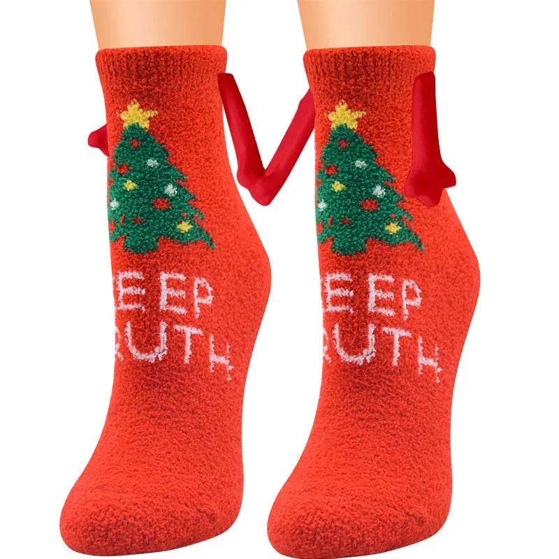Soft Carton Christmas-themed Fleece Winter Home socks for Women - EX-STOCK Canada