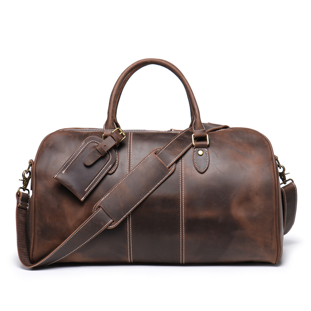 Retro New Men's Genuine Leather Portable Travel Bag | EX-STOCK Canada