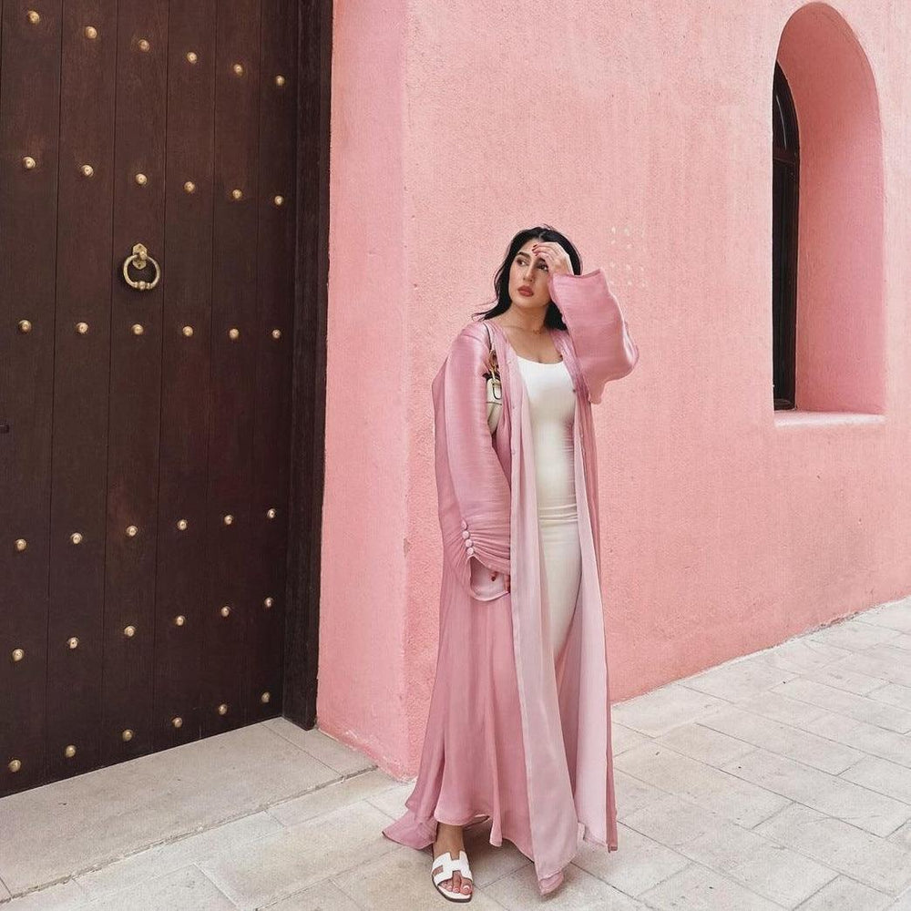 Robe musulmane Dubaï Vêtement extérieur Robe en soie brillante - EX-STOCK Canada
