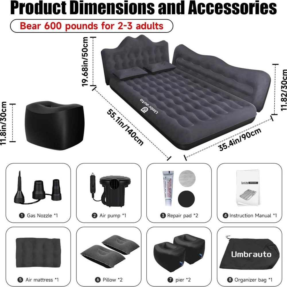 Inflatable Car Truck Outdoor Camping Air Mattress with 2 pillows - EX-STOCK Canada