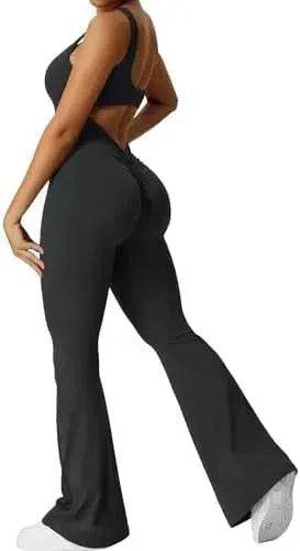 Women Sleeveless Flare Long Pant Yoga Fitness Jumpsuits - EX-STOCK Canada