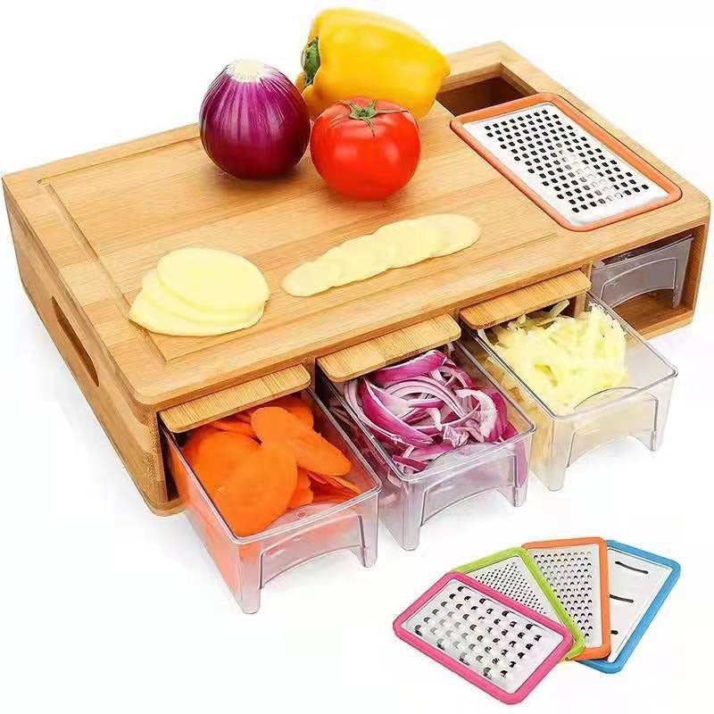 Bamboo Multi-functional Vegetable Cutting Board Cutting Board With Storage Box EX-STOCK Canada