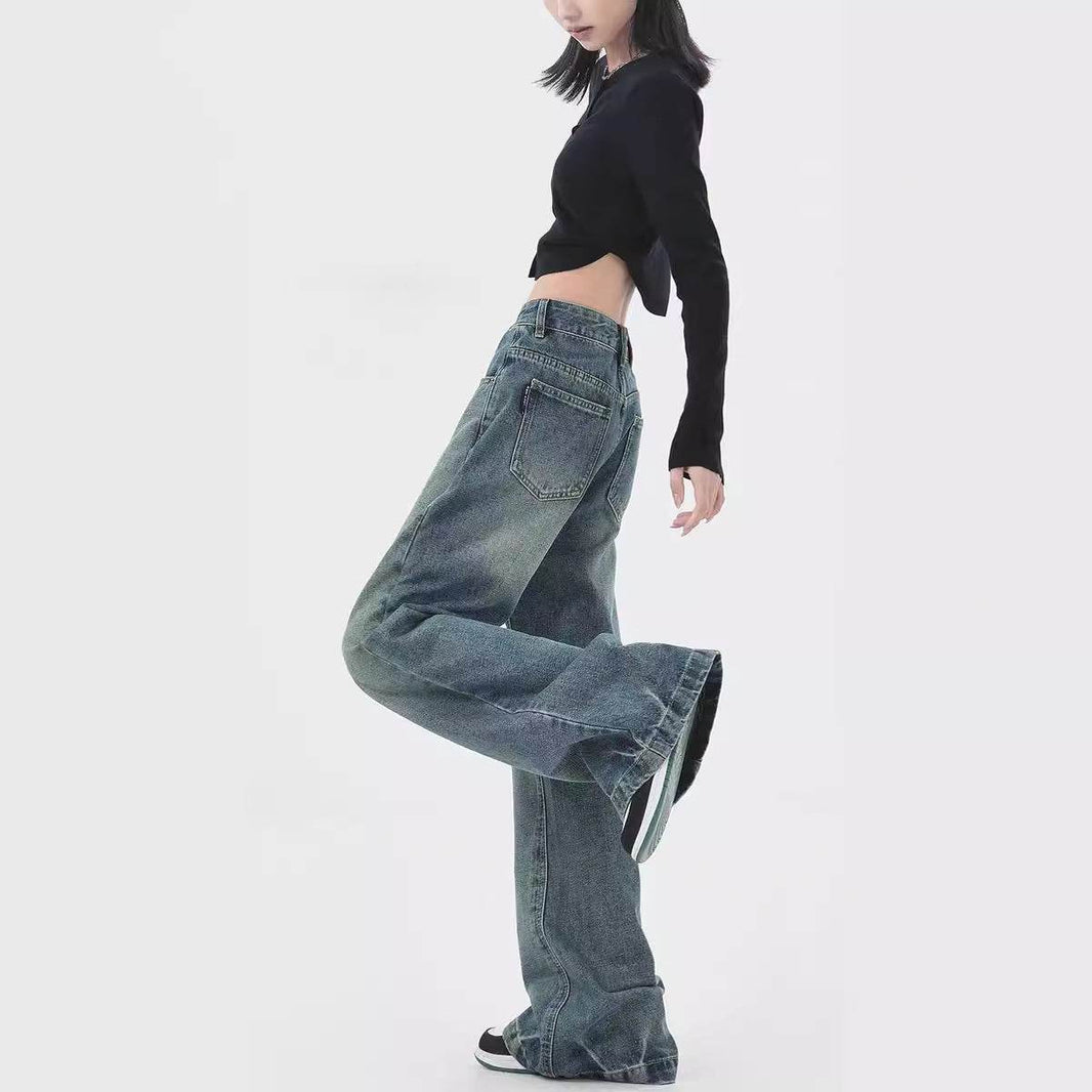 Retro Design Wide Leg Pants High Waisted Boyfriend Jeans - EX-STOCK Canada