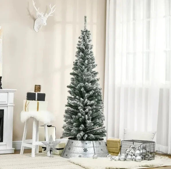 HOMCOM 6ft Artificial Snow Flocked Christmas Tree With Foldable Steel Stand Home Indoor Decoration Green EX-STOCK Canada