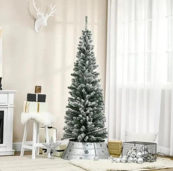HOMCOM 6ft Artificial Snow Flocked Christmas Tree With Foldable Steel Stand Home Indoor Decoration Green EX-STOCK Canada