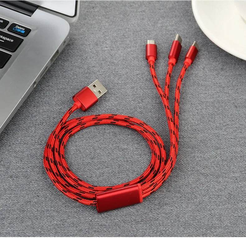 Three-in-one Mobile Phone Charging Cable - EX-STOCK Canada