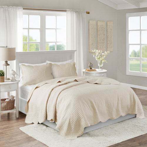 3 Piece Reversible Scalloped Edge Quilt Set Bedding Comforter set - EX-STOCK Canada