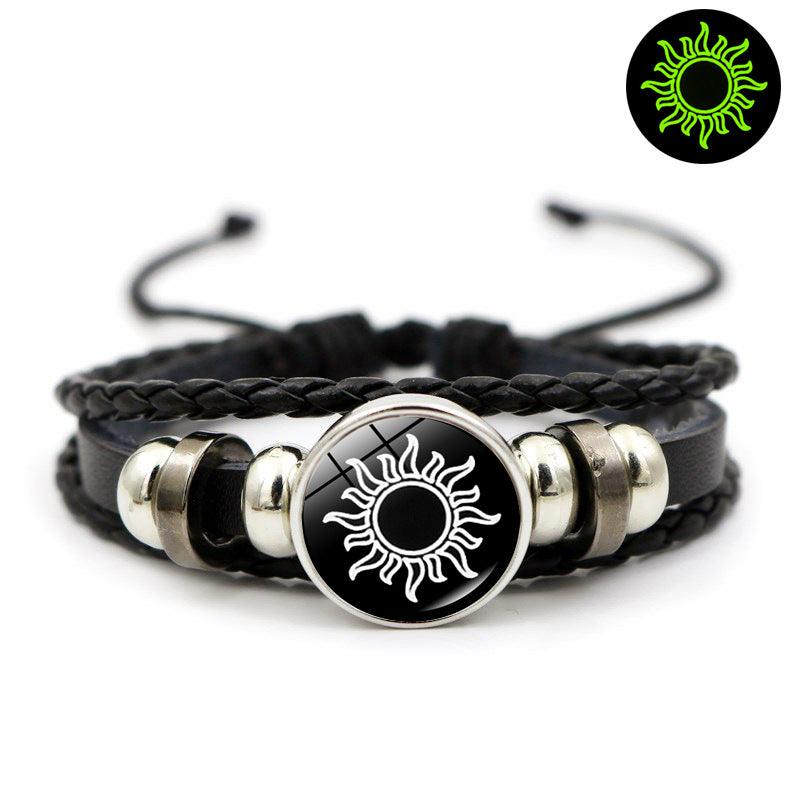 Pulsera de cuero pareja amantes del Sol y la Luna luminosa - EX-STOCK Canada