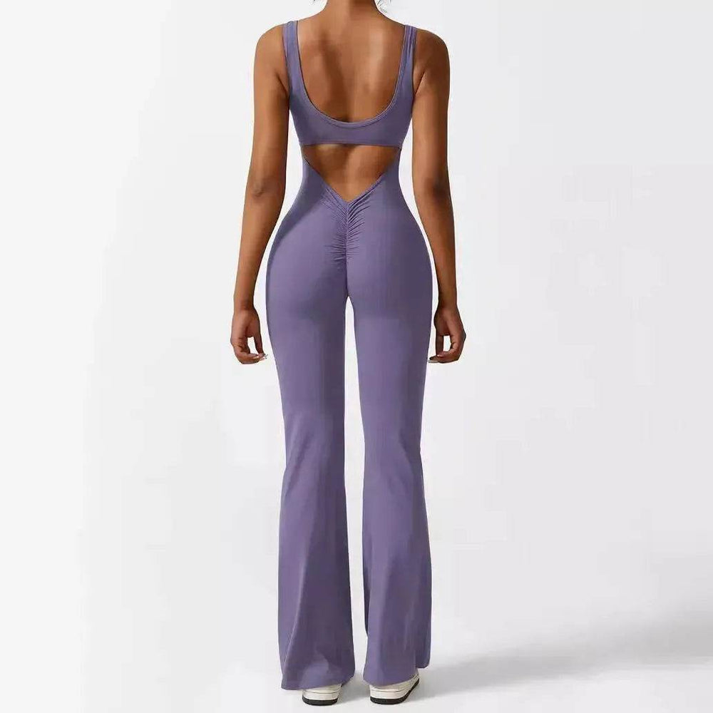Women Sleeveless Flare Long Pant Yoga Fitness Jumpsuits - EX-STOCK Canada
