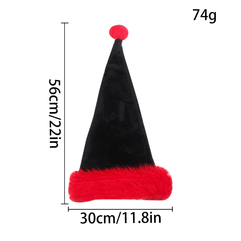 Black Christmas Hat Halloween Plush Hat Thickened Plus-sized Christmas Hat EX-STOCK Canada